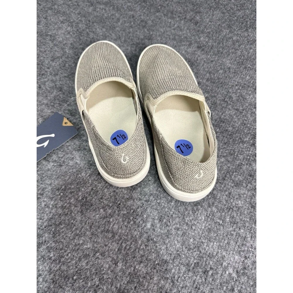 OluKai Pehuea Women’s Slip‑On Sneakers – Tapa Beige – Size 7.5 – NWT